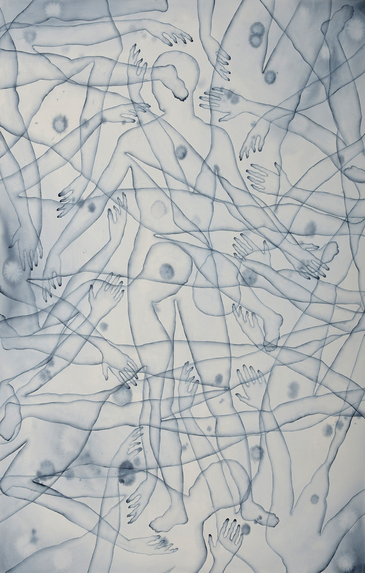 Stefano Bolzano, Co-esistenza emotiva, acquerello su carta, 86x135 cm, 2020.